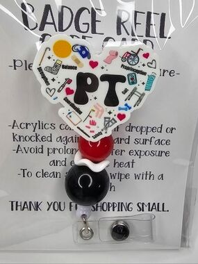 PT Heart Badge Reel with Medical Icons